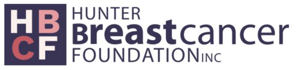 Hunter Breast Cancer Foundation Inc (HBCF) logo in pink and navy.